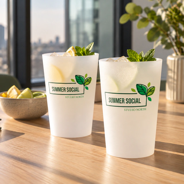Personalised ECO 30 cups for business & offices in an event setting