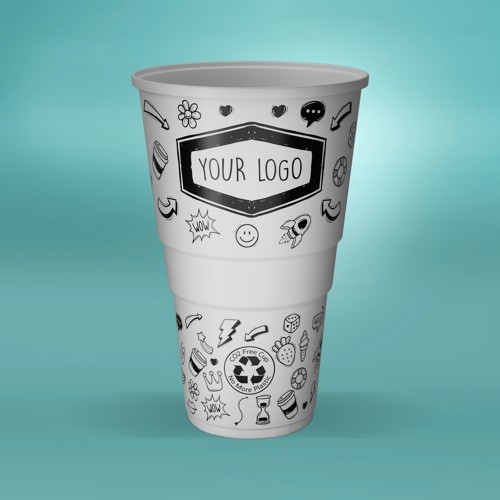 Single-Colour Custom Printed Bio Plastic Free Reusable Pint Cups